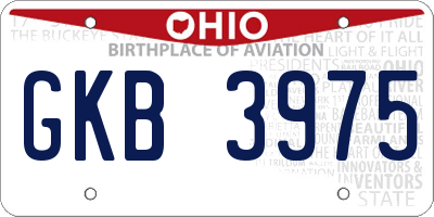 OH license plate GKB3975