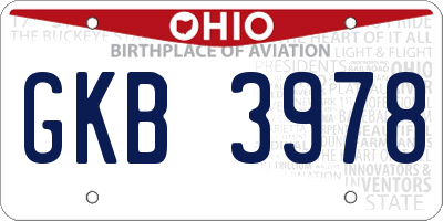 OH license plate GKB3978