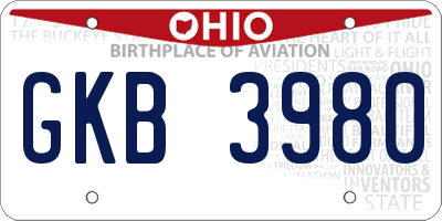 OH license plate GKB3980