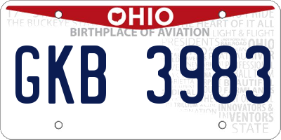 OH license plate GKB3983