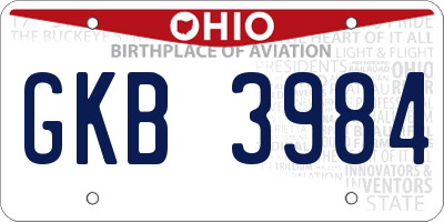 OH license plate GKB3984