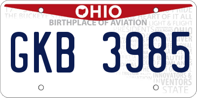 OH license plate GKB3985