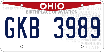 OH license plate GKB3989
