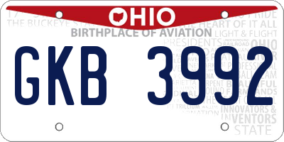 OH license plate GKB3992