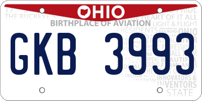 OH license plate GKB3993