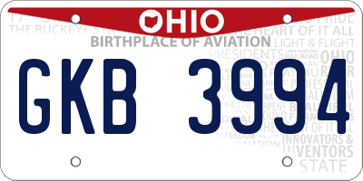 OH license plate GKB3994
