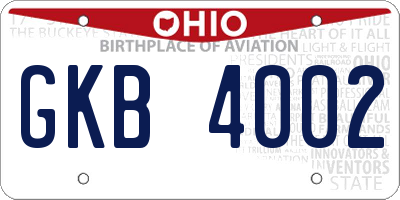 OH license plate GKB4002