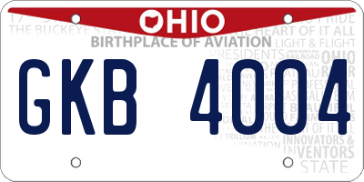 OH license plate GKB4004