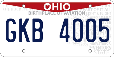 OH license plate GKB4005