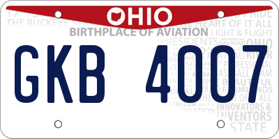 OH license plate GKB4007