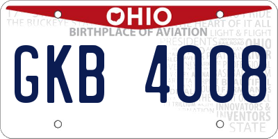 OH license plate GKB4008