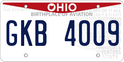 OH license plate GKB4009