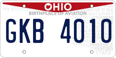 OH license plate GKB4010