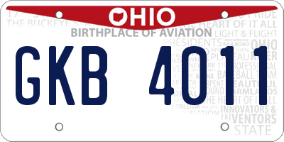 OH license plate GKB4011