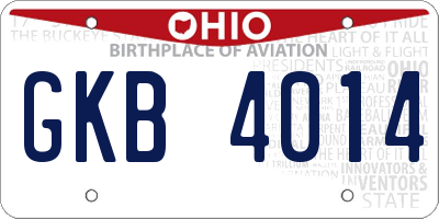 OH license plate GKB4014