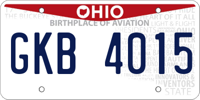 OH license plate GKB4015