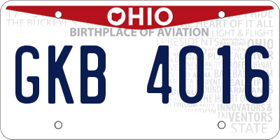 OH license plate GKB4016