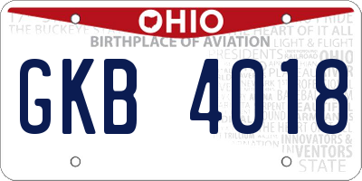 OH license plate GKB4018