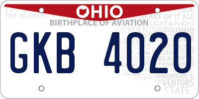 OH license plate GKB4020