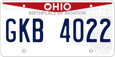 OH license plate GKB4022