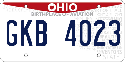 OH license plate GKB4023