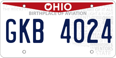 OH license plate GKB4024