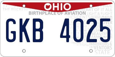 OH license plate GKB4025