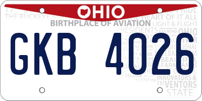 OH license plate GKB4026