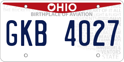 OH license plate GKB4027