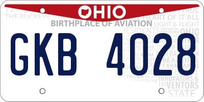 OH license plate GKB4028