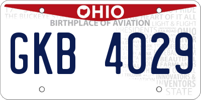 OH license plate GKB4029