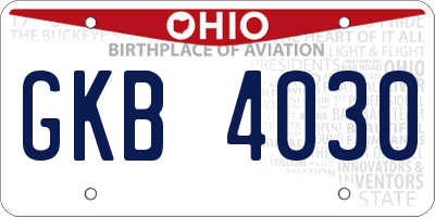 OH license plate GKB4030