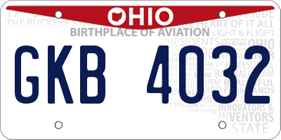OH license plate GKB4032