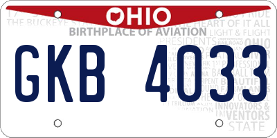 OH license plate GKB4033