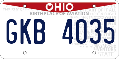 OH license plate GKB4035
