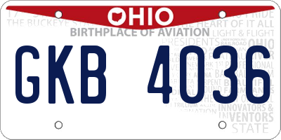 OH license plate GKB4036