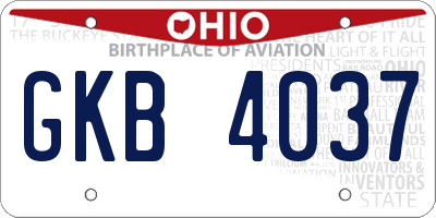 OH license plate GKB4037