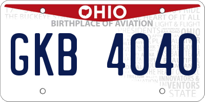 OH license plate GKB4040