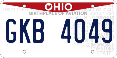 OH license plate GKB4049
