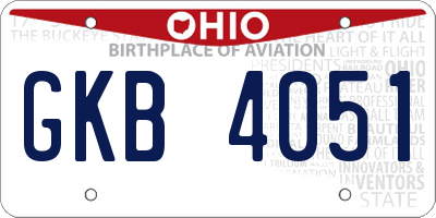 OH license plate GKB4051
