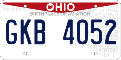 OH license plate GKB4052
