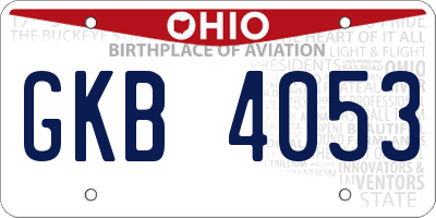 OH license plate GKB4053