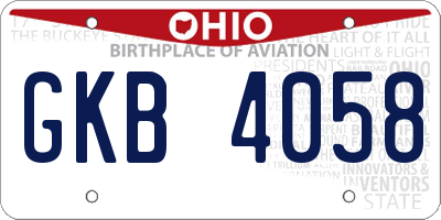 OH license plate GKB4058