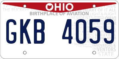 OH license plate GKB4059