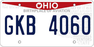 OH license plate GKB4060