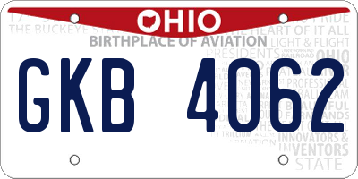 OH license plate GKB4062