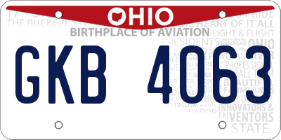 OH license plate GKB4063