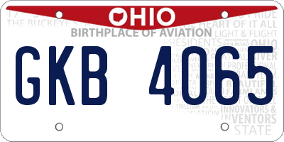 OH license plate GKB4065