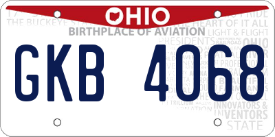OH license plate GKB4068