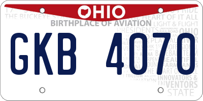 OH license plate GKB4070